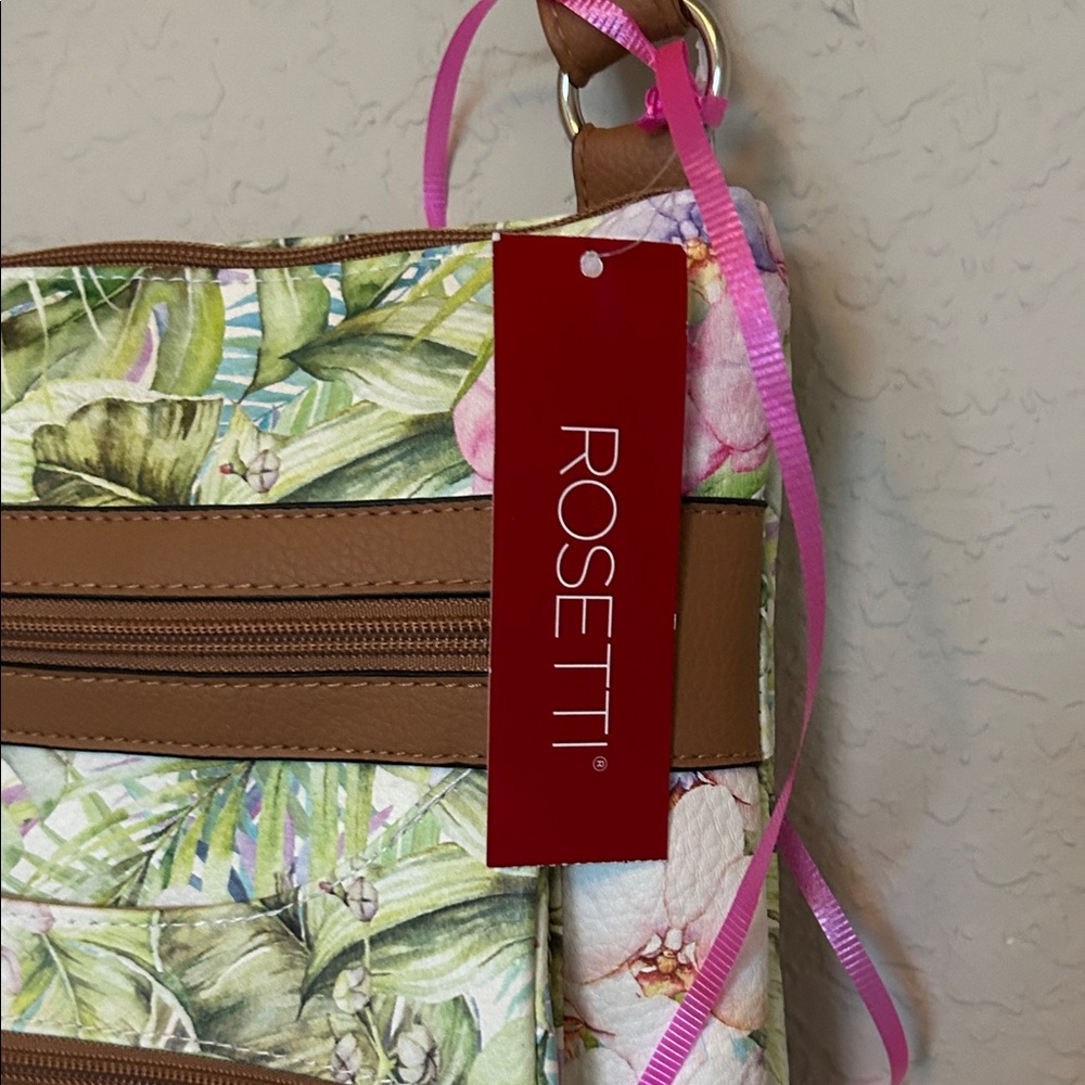 HANDBAG. NWT. Rosetti Floral Green and Brown Shoulder Bag and Cross Body. - Picture 2 of 5